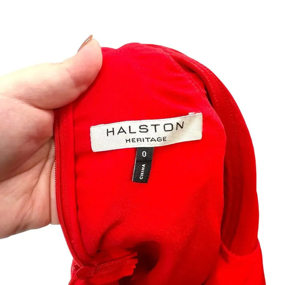 Halston Heritage Sleeveless Crepe Dress With Side Strips In Red Size 0 - Picture 14 of 16